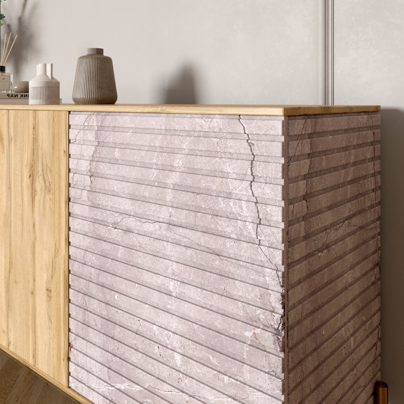 Комплект модульный для гостиной LION Грей 4 элемента с черными металлическими ножками Дуб сонома/Дерево (LION-042731)