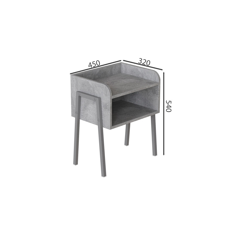 Тумба модульна Ferrum-decor Джузі 540x450x320 метал Сірий ДСП Бетон16 мм (FRD-102988)