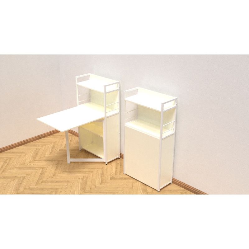Стіл книжка з етажеркою Практик 1 Ferrum-decor 1200x640x990 Білий метал ДСП Біле 16 мм (FRD-104618)