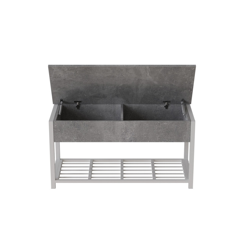 Банкетка з ящиком Ferrum-decor Дрейк 1 550x1000x400 метал Білий ДСП Бетон 16 мм (FRD-103058)