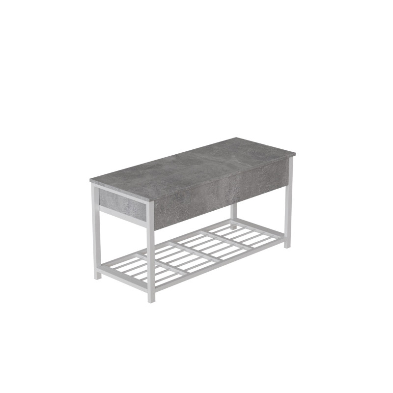 Банкетка з ящиком Ferrum-decor Дрейк 1 550x1000x400 метал Білий ДСП Бетон 16 мм (FRD-103058)