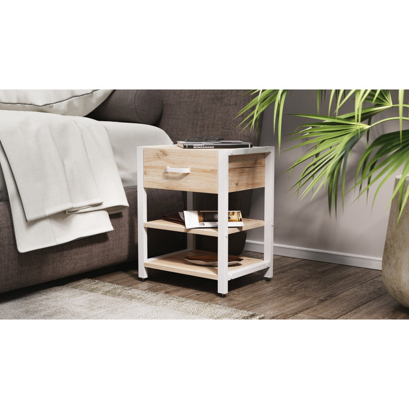 Тумба універсальна Ferrum-decor Вів'єн 1/2 50x41x40 білий ДСП Дуб Сан-Марино 16мм (FRD-104128)