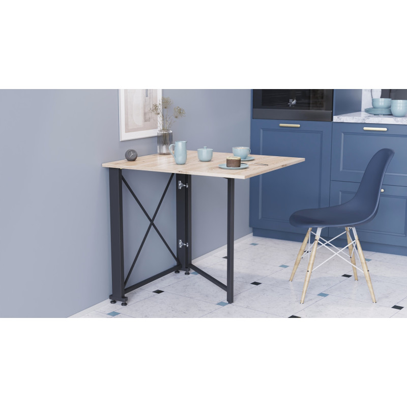 Стол-книжка трансформер Орион 1 Ferrum-decor 750x810x730 Черный металл ДСП Дуб Сан-Марино 16 мм (FRD-104598)