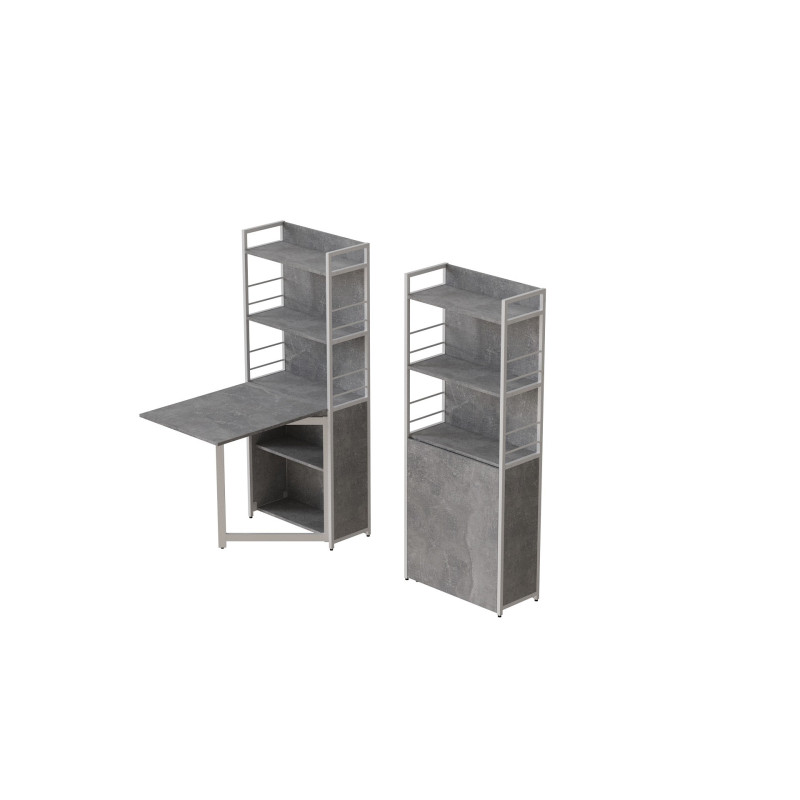 Стіл книжка з етажеркою Практик 2 Ferrum-decor 1555x640x990 Білий метал ДСП Бетон 16 мм (FRD-104638)