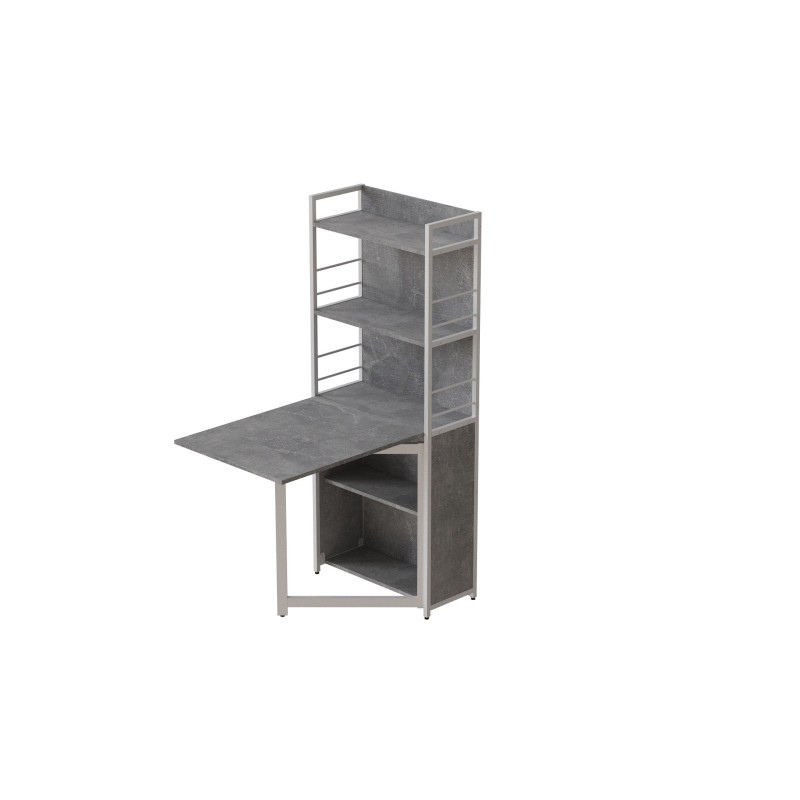 Стіл книжка з етажеркою Практик 2 Ferrum-decor 1555x640x990 Білий метал ДСП Бетон 16 мм (FRD-104638)