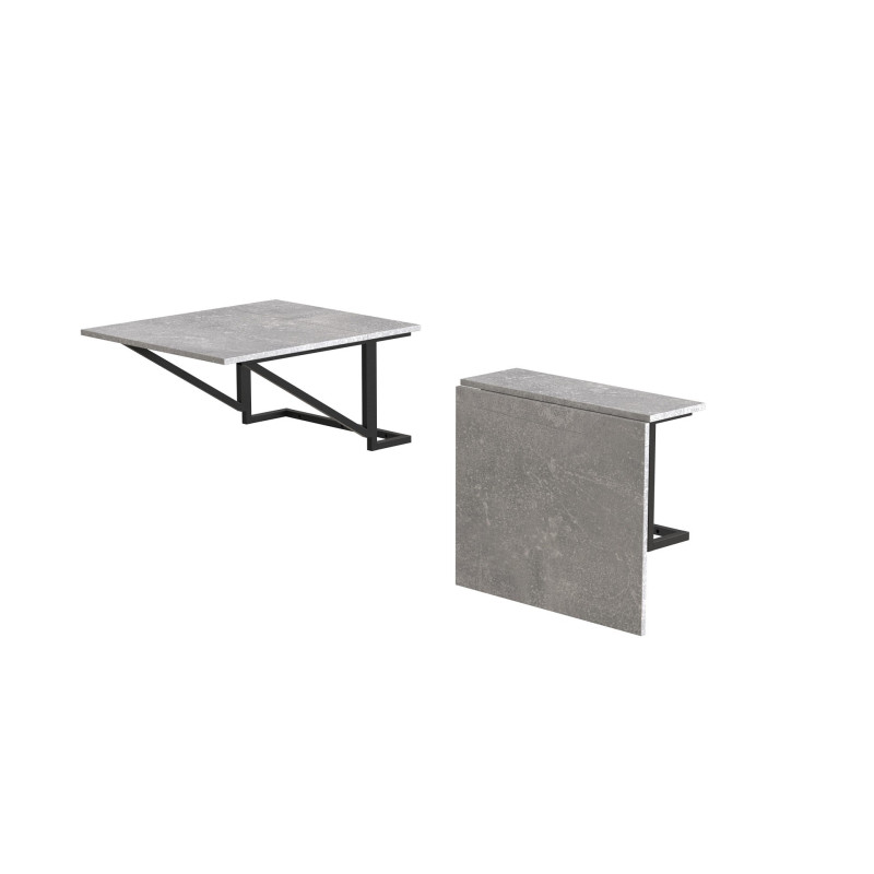 Стол раскладной Александр 7 Ferrum-decor 750x600x700 Черный металл ДСП Бетон 16 мм (FRD-104898)