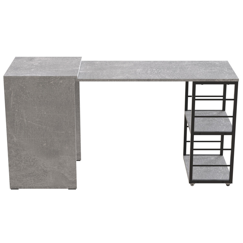 Стол-тумба трансформер Смарт 2/2 Ferrum-decor 750x1450x600 Черный металл ДСП Бетон 16 мм (FRD-105108)
