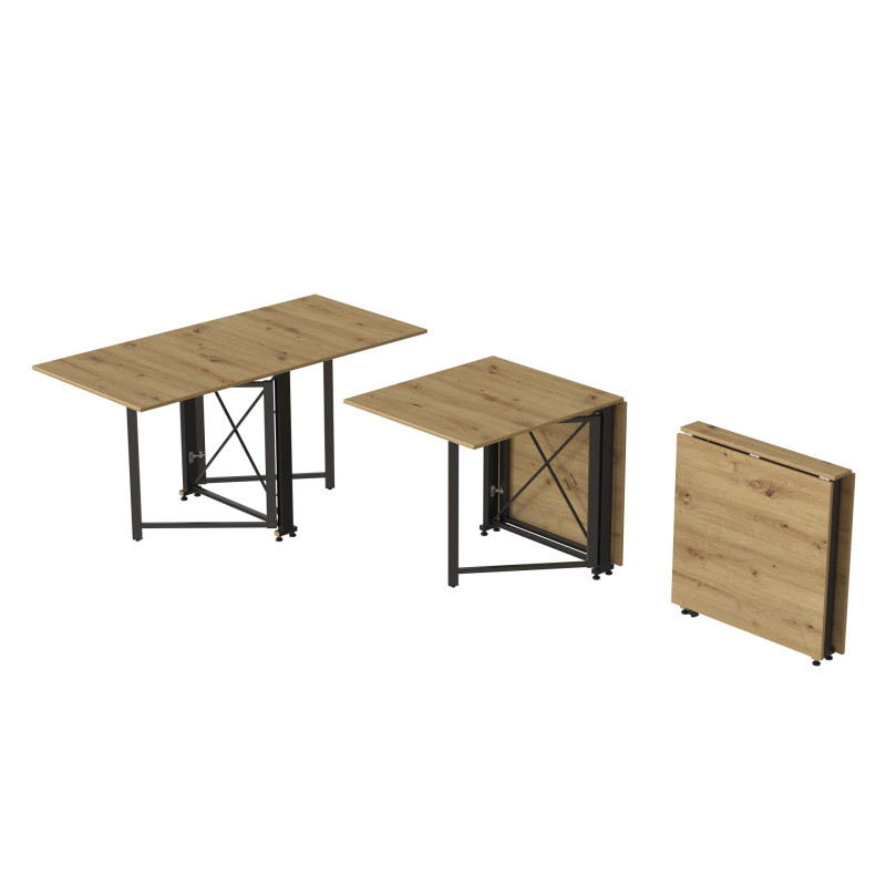 Стол-книжка трансформер Орион 2 Ferrum-decor 750x1520x730 Черный металл ДСП Дуб Артизан 16 мм (FRD-104588)