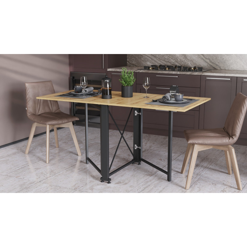 Стол-книжка трансформер Орион 2 Ferrum-decor 750x1520x730 Черный металл ДСП Дуб Артизан 16 мм (FRD-104588)