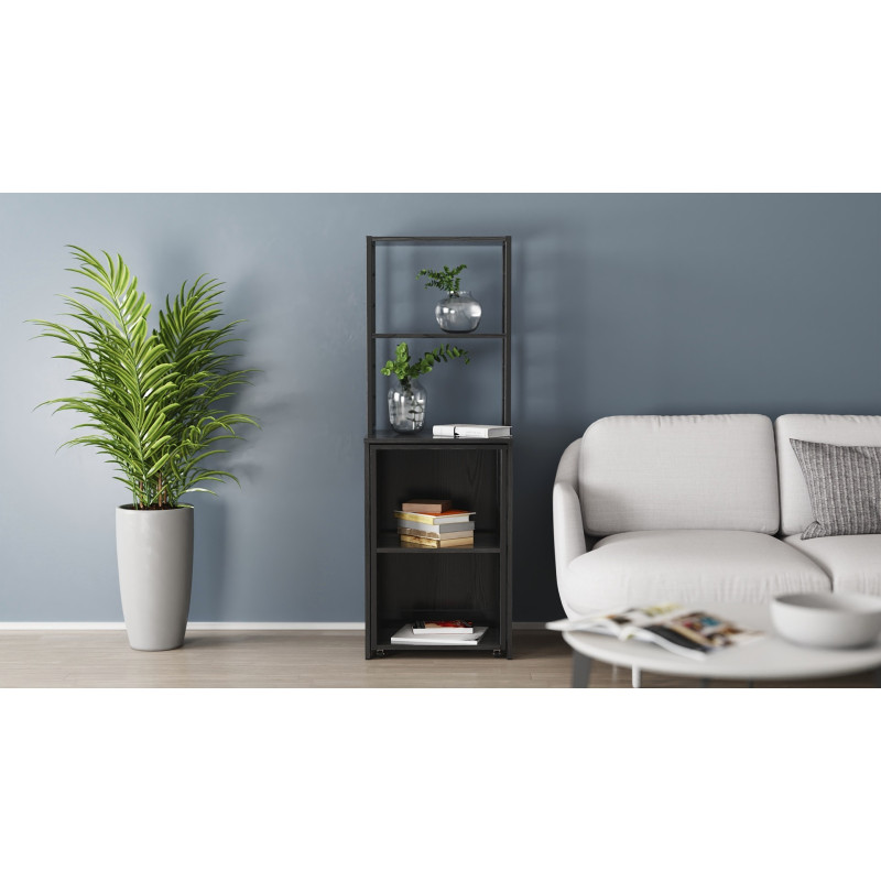 Стіл-тумба трансформер Смарт 3/2 з етажеркою Ferrum-decor 1430x1450x600 Чорний метал ДСП Сосна Кембра 16 мм (FRD-105118)