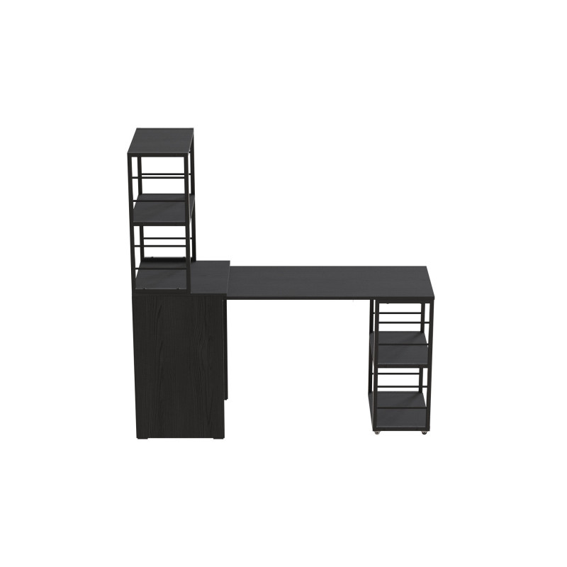 Стіл-тумба трансформер Смарт 3/2 з етажеркою Ferrum-decor 1430x1450x600 Чорний метал ДСП Сосна Кембра 16 мм (FRD-105118)