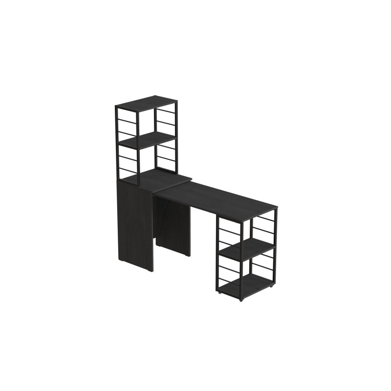 Стіл-тумба трансформер Смарт 3/2 з етажеркою Ferrum-decor 1430x1450x600 Чорний метал ДСП Сосна Кембра 16 мм (FRD-105118)