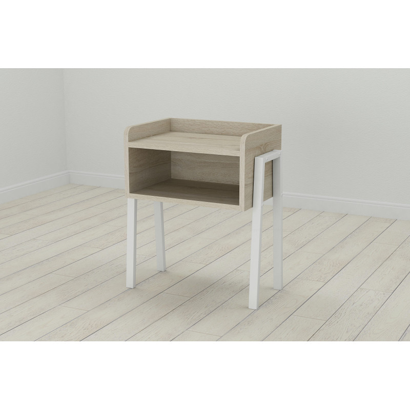 Тумба модульна Ferrum-decor Джузі 540x450x320 метал Білий ДСП Сонома 16 мм (FRD-102978)