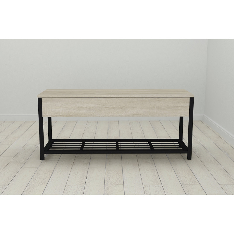 Банкетка с ящиком Ferrum-decor Дрейк 1 550x1000x400 металл Черный ДСП Сонома 16 мм (FRD-103048)