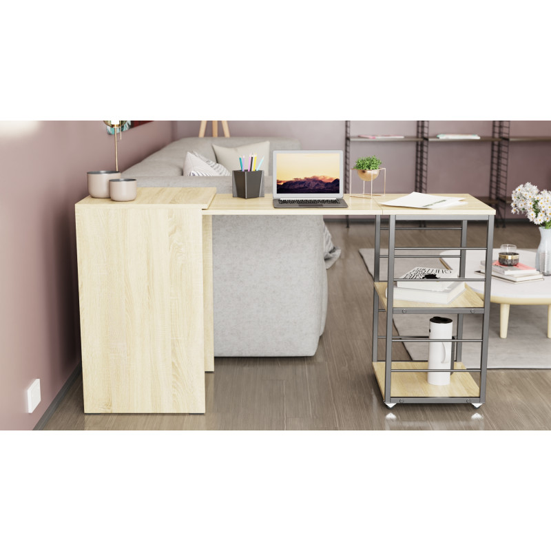 Стол-тумба трансформер Смарт 2/1 Ferrum-decor 750x1450x500 Черный металл ДСП Дуб Сонома 16 мм (FRD-105098)