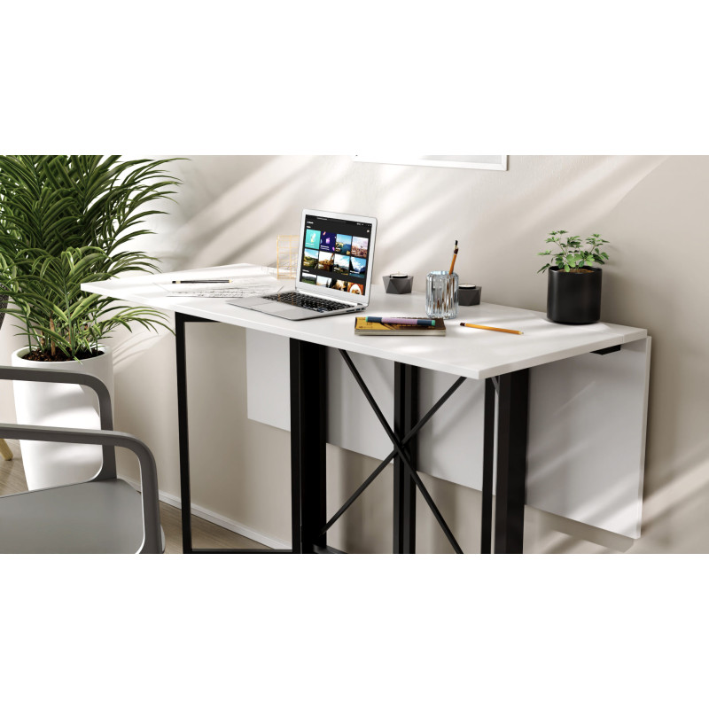 Стол-книжка трансформер Спайдер Ferrum-decor 750x1150x880 Черный металл ДСП Белое 16 мм (FRD-105088)