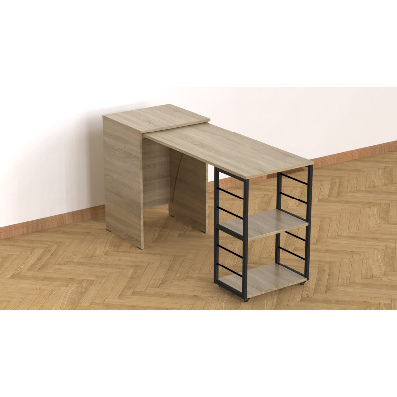 Стол-тумба трансформер Смарт 2/1 Ferrum-decor 750x1450x500 Черный металл ДСП Дуб Сонома 16 мм (FRD-105098)