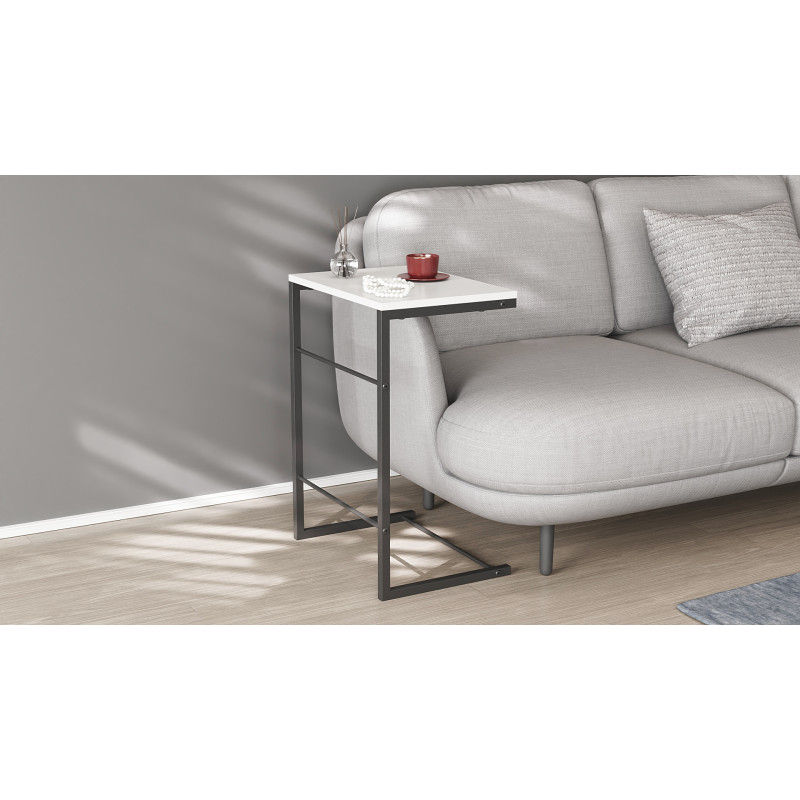Столик приставний Террі Ferrum-decor 650x440x330 Чорний метал ДСП Біле 16 мм (FRD-104648)