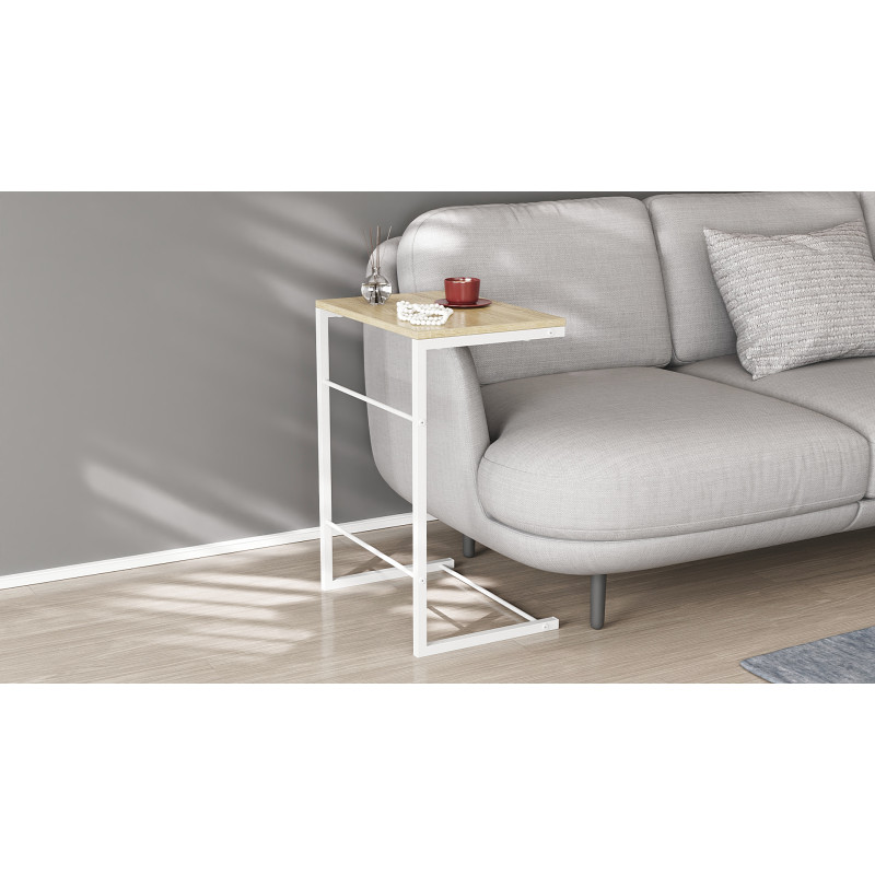 Столик приставний Террі Ferrum-decor 650x440x330 Білий метал ДСП Дуб Сонома 16 мм (FRD-104658)