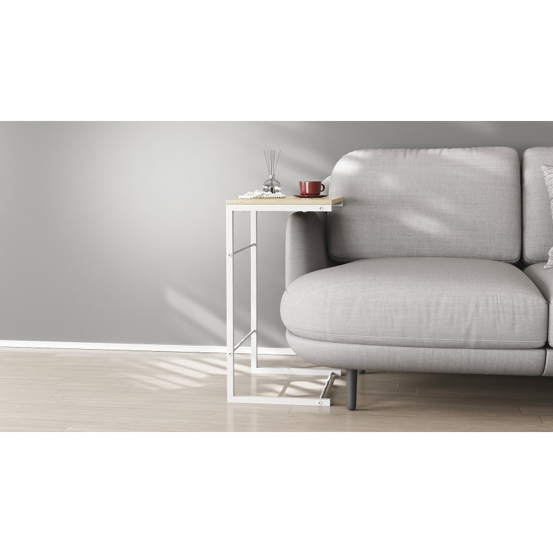 Столик приставний Террі Ferrum-decor 650x440x330 Білий метал ДСП Дуб Сонома 16 мм (FRD-104658)