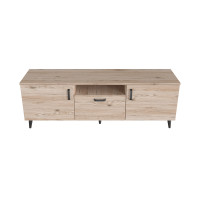 Тумба Лестер на конусних ніжках Ferrum-decor 48x139x38 Чорний метал ДСП Дуб Сан-Марино 16 мм (FRD-106806)