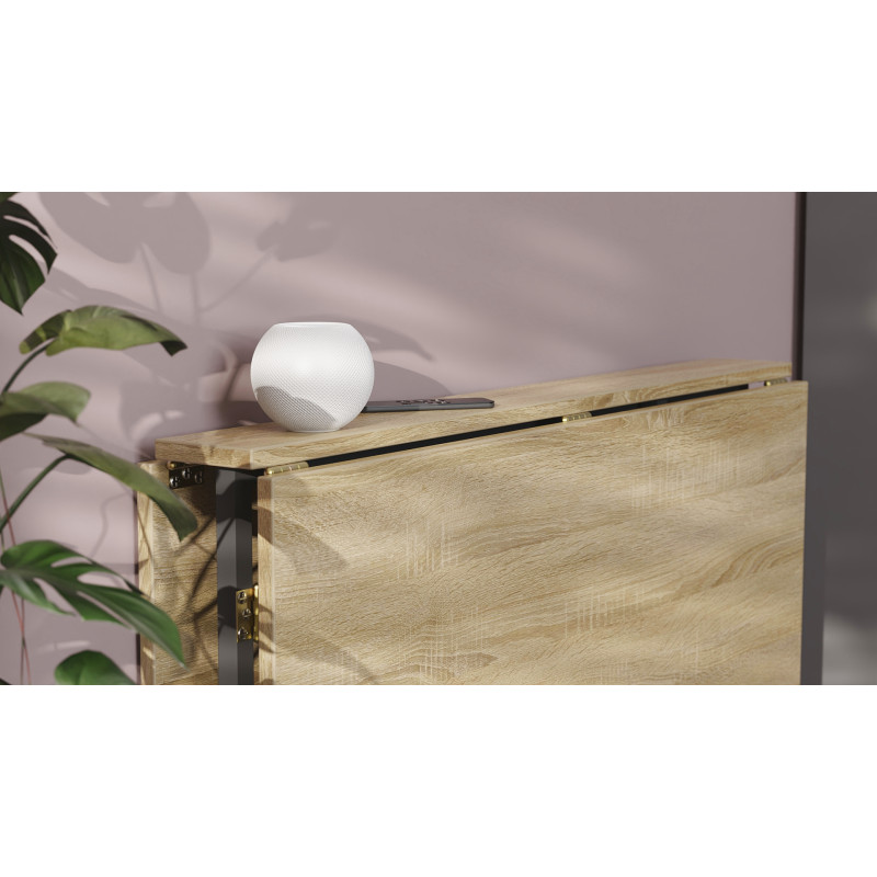 Стол трансформер книжка Вуди Ferrum-decor 75x130x90 Черный металл ДСП Дуб Сонома 16 мм (FRD-106746)