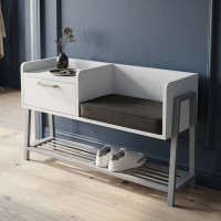 Банкетка із тумбочкою Ferrum-decor Бланка 540x1000x320 метал Сірий ДСП Біле 16 мм (FRD-103038)