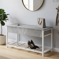 Банкетка с ящиком Ferrum-decor Дрейк 1 550x1000x400 металл Белый ДСП Бетон 16 мм (FRD-103058)