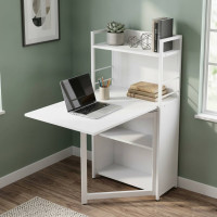 Стол книжка с этажеркой Практик 1 Ferrum-decor 1200x640x990 Белый металл ДСП Белое 16 мм (FRD-104618)
