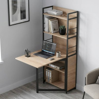 Стол книжка с этажеркой Практик 2 Ferrum-decor 1555x640x990 Черный металл ДСП Дуб Сонома 16 мм (FRD-104628)