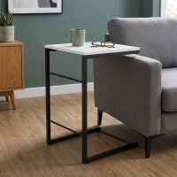 Столик приставний Террі Ferrum-decor 650x440x330 Чорний метал ДСП Біле 16 мм (FRD-104648)