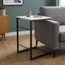 Столик приставний Террі Ferrum-decor 650x440x330 Чорний метал ДСП Біле 16 мм (FRD-104648)