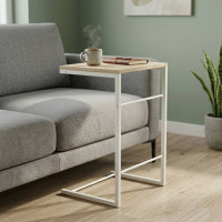 Столик приставной Терри Ferrum-decor 650x440x330 Белый металл ДСП Дуб Сонома 16 мм (FRD-104658)