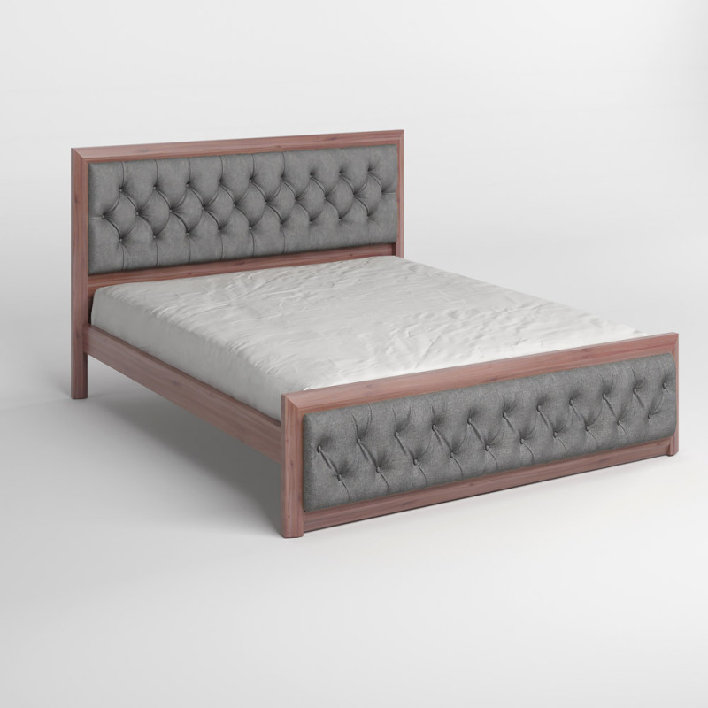 Односпальне дерев'яне ліжко Mebigrand Барселона Б3 Горіх лісний/Аляска 93 (Сірий) 90х200 см (MBG-13707)