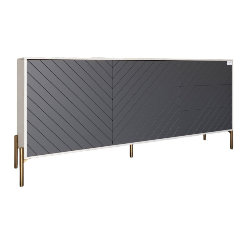 Комод з золотими металевими ніжками LION Амарант 168x40x76,5 см Бетон Style/Графітовий (LION-041939)