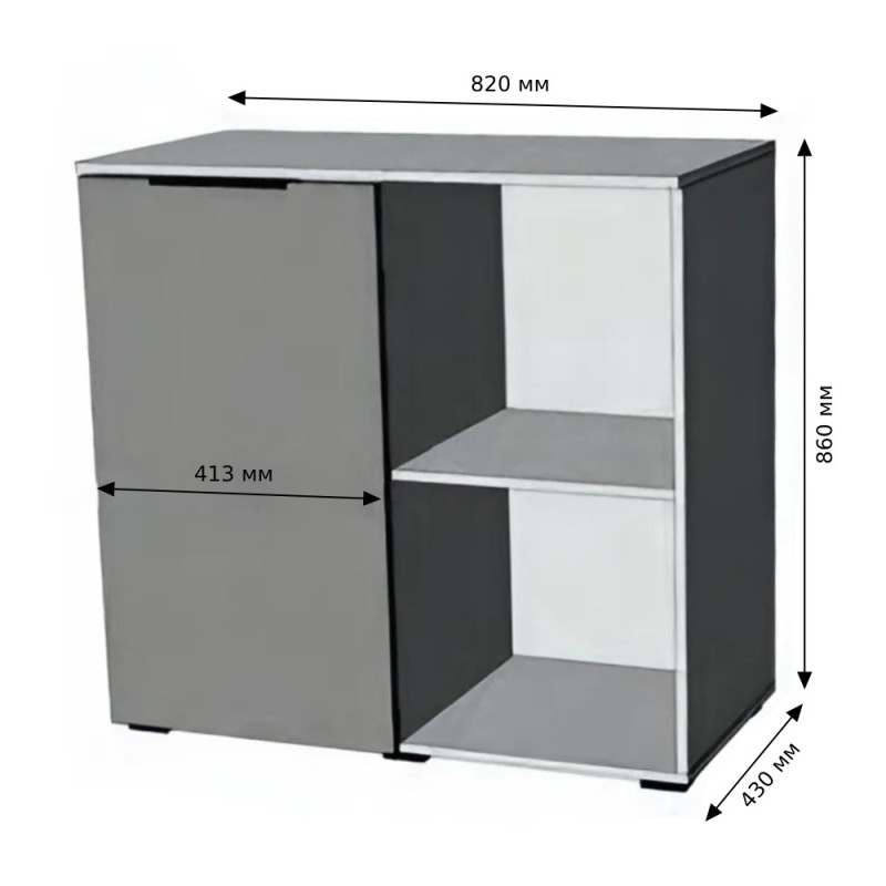 Тумба однодверна LION Краш 82x43x86 см Антрацит (LION-044101)