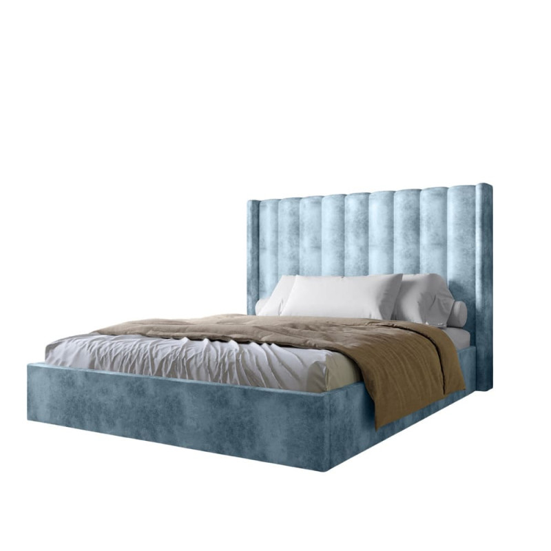 Двоспальне ліжко з підйомним механізмом LION Ніно 160x200 см SILK 501 Небесно-блакитний (LION-045063)