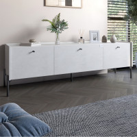 Тумба под телевизор на 3 ящика LION Wood с черными ножками 180x50x40 см Бетон style (LION-043094)