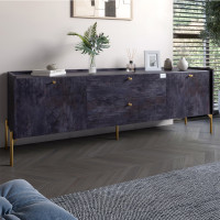 Тумба под телевизор с ящиками LION Wood с золотыми ножками 160x40x65 см Бетон темный (LION-043110)