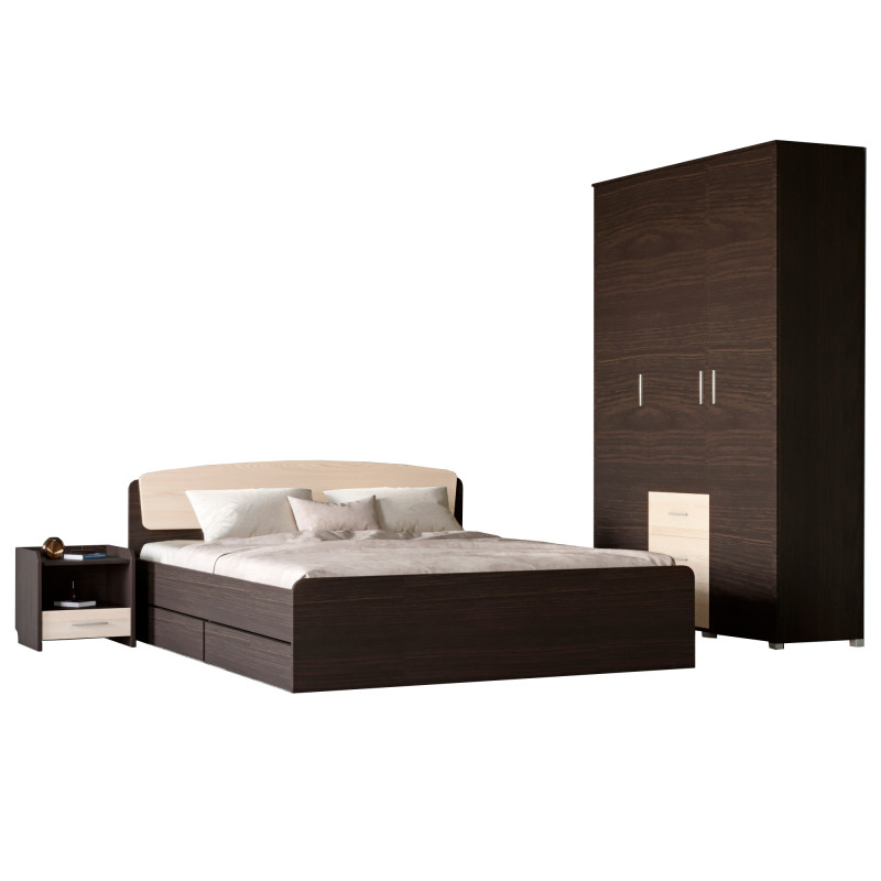 Спальня Еверест Бриз комплект 3 (модульна - 3 елементи) венге/дуб молочний (EVR-2550)
