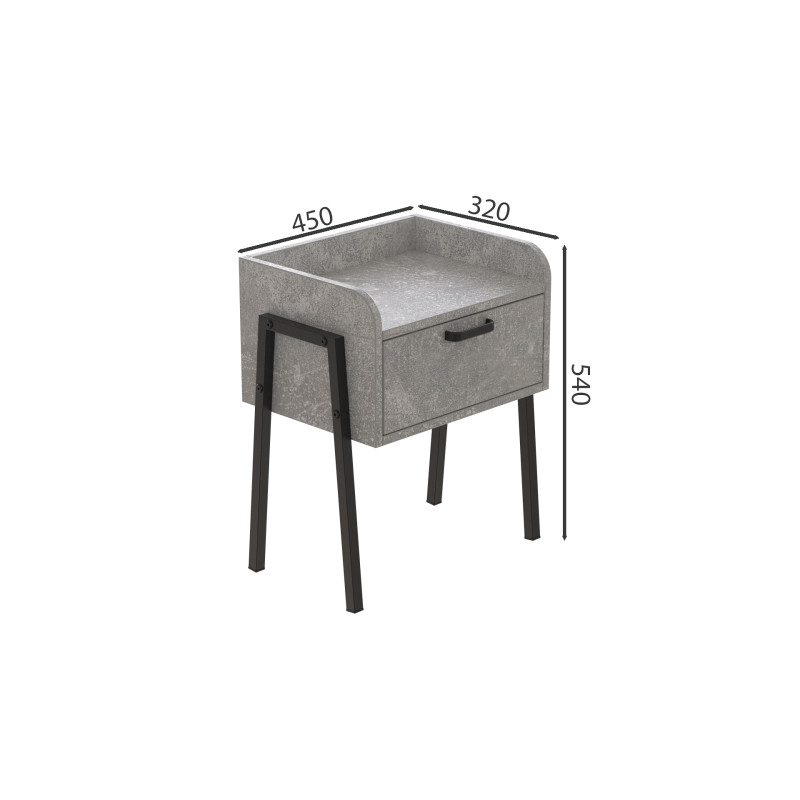 Тумба модульна Ferrum-decor Бетті 540x450x320 метал Чорний ДСП Бетон 16 мм (FRD-105497)