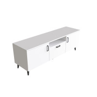 Тумба Лестер на конусних ніжках Ferrum-decor 48x139x38 Чорний метал ДСП Білий 16 мм (FRD-106807)