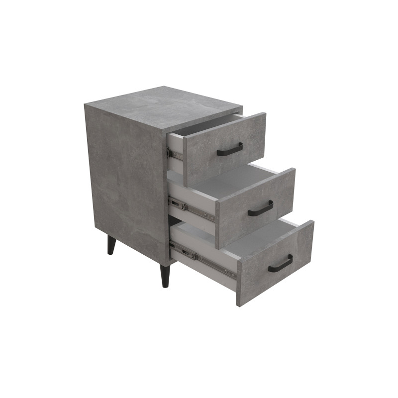 Тумба Вива 3 на конусных ножках Ferrum-decor 56,5x35x40 Черный металл ДСП Бетон 16 мм (FRD-106817)