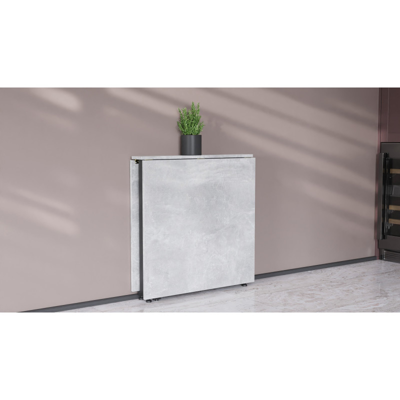 Стол-книжка трансформер Орион 2 Ferrum-decor 750x1520x730 Черный металл ДСП Бетон 16 мм (FRD-104589)