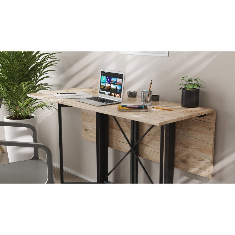 Стол-книжка трансформер Спайдер Ferrum-decor 750x1150x880 Черный металл ДСП Дуб Сан-Марино 16 мм (FRD-105089)