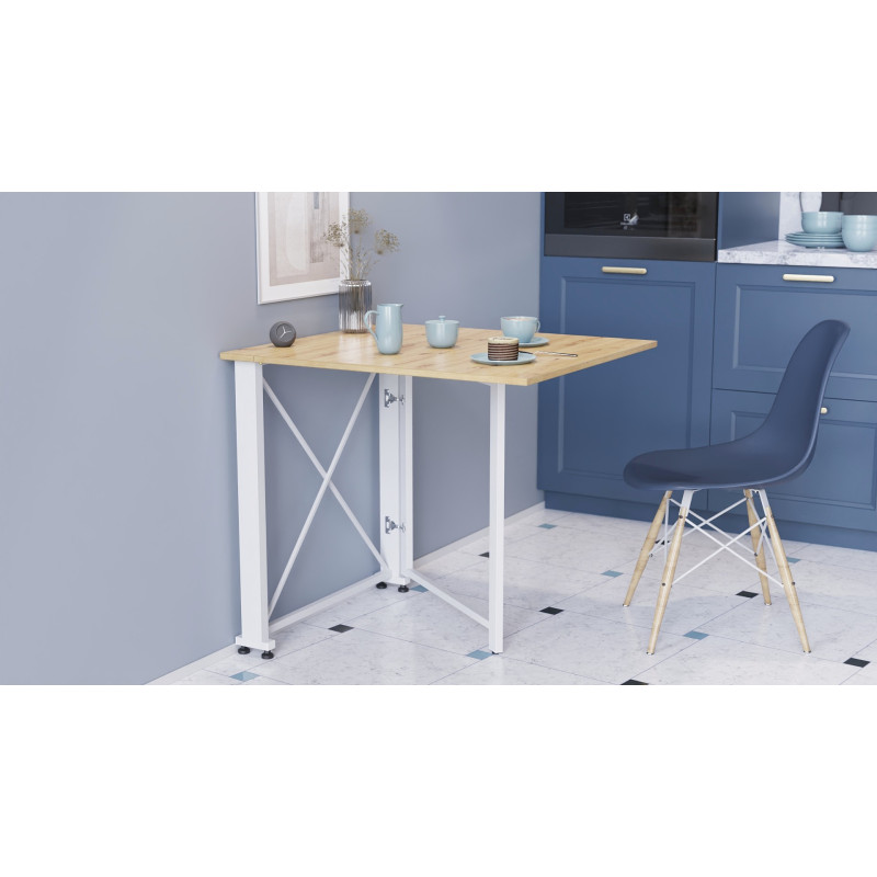 Стол-книжка трансформер Орион 1 Ferrum-decor 750x810x730 Белый металл ДСП Дуб Артизан 16 мм (FRD-104609)
