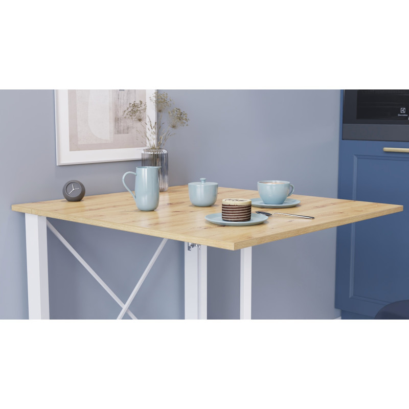 Стол-книжка трансформер Орион 1 Ferrum-decor 750x810x730 Белый металл ДСП Дуб Артизан 16 мм (FRD-104609)