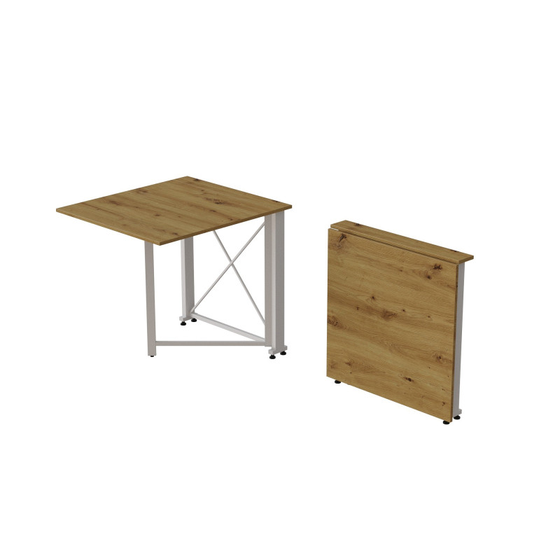 Стол-книжка трансформер Орион 1 Ferrum-decor 750x810x730 Белый металл ДСП Дуб Артизан 16 мм (FRD-104609)