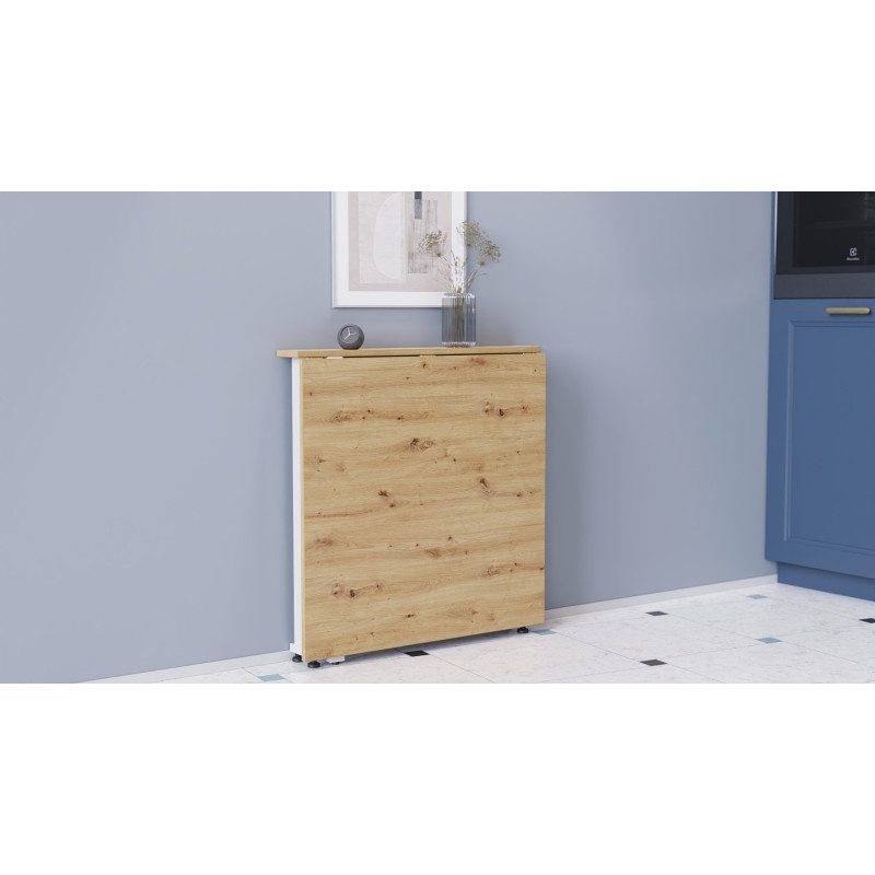 Стол-книжка трансформер Орион 1 Ferrum-decor 750x810x730 Белый металл ДСП Дуб Артизан 16 мм (FRD-104609)