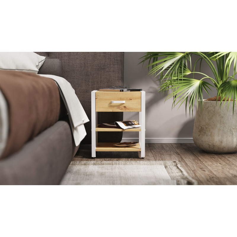 Тумба універсальна Ferrum-decor Вів'єн 1/2 50x41x40 білий ДСП Дуб Артизан 16мм (FRD-104129)